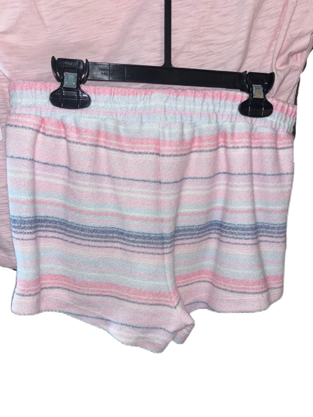 Roxy Pastel Pink Surfboard Graphic Tee & Striped Lounge Shorts set Girls Size 12 - Picture 8 of 9
